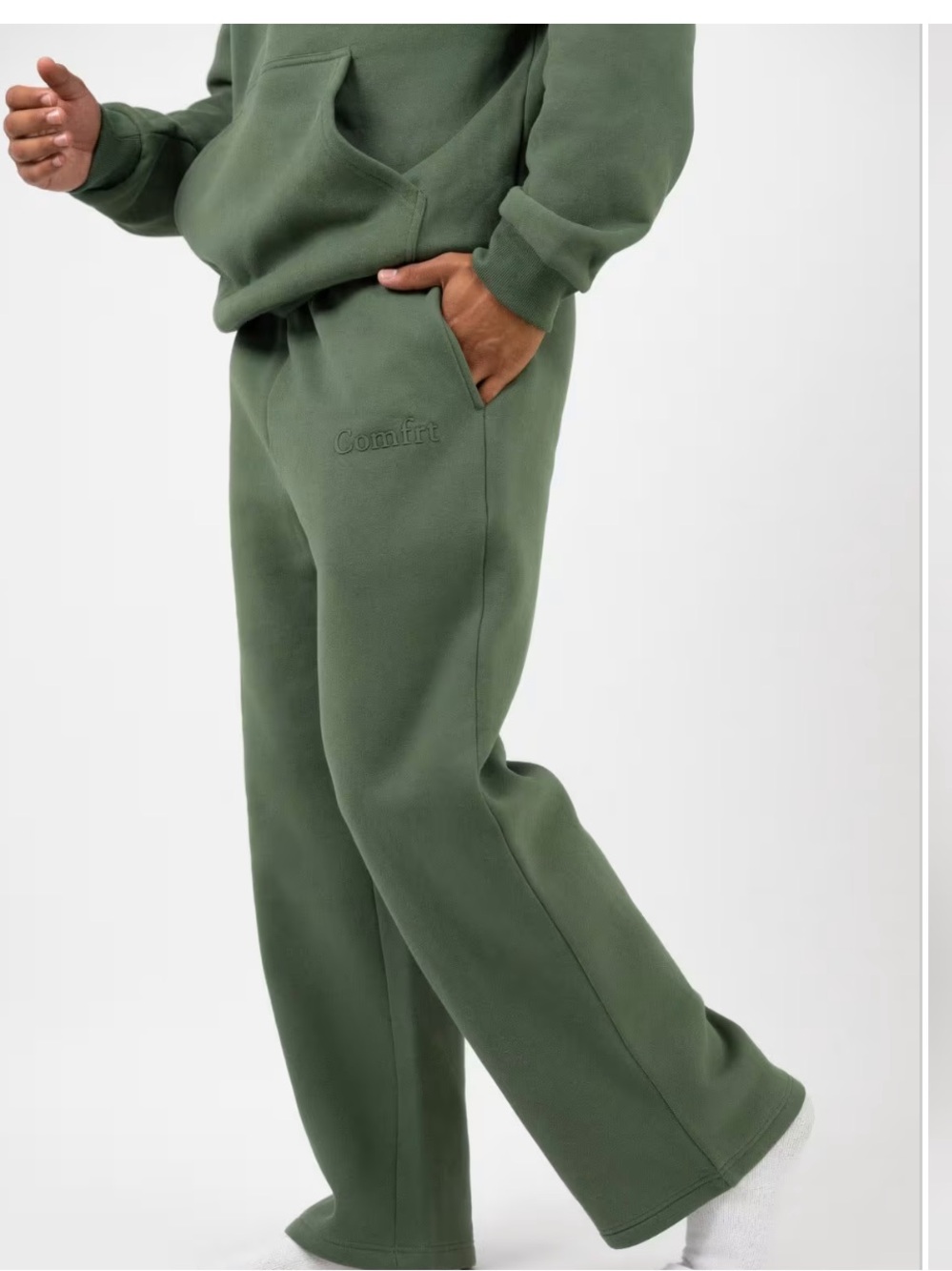 Comfort Minimalist Straight Leg Sweatpants - Olive Green